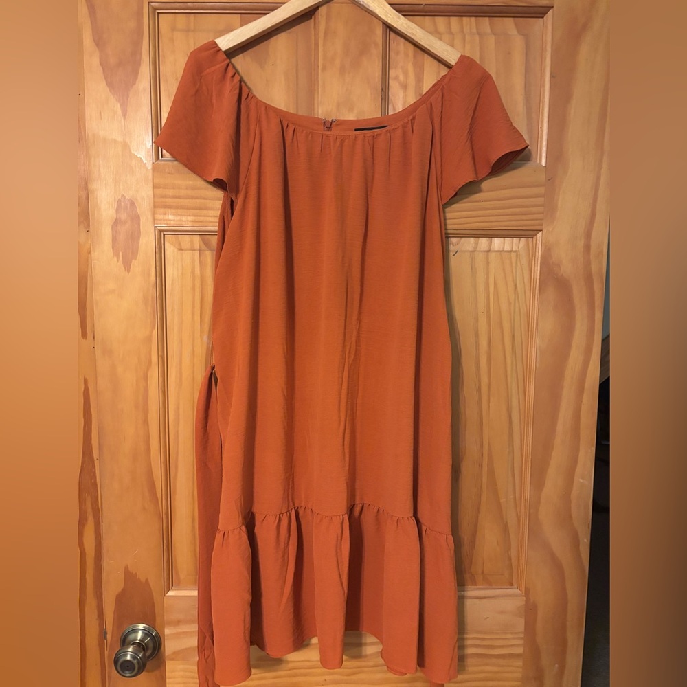 DKNY Asymmetrical Orange Dress
